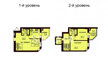 Двухуровневая квартира 95.8 м/кв - ЖК София