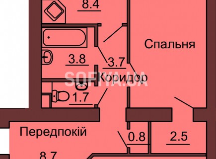 2-х комнатная квартира 65.2 м/кв - ЖК София