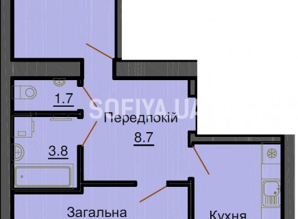 Двухкомнатная квартира 64 м/кв - ЖК София