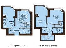 Двухуровневая квартира 78 м/кв - ЖК София