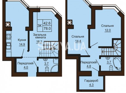 Двухуровневая квартира 78 м/кв - ЖК София