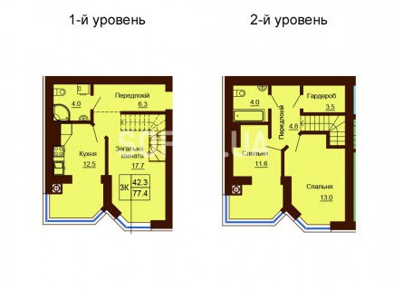 Двухуровневая квартира 77.4 м/кв - ЖК София