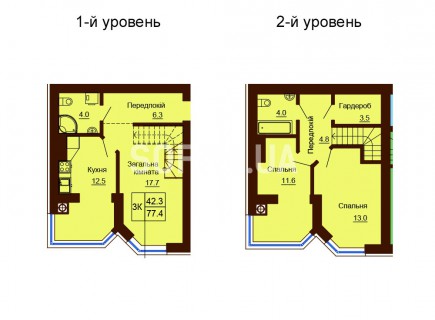 Двухуровневая квартира 77.4 м/кв - ЖК София