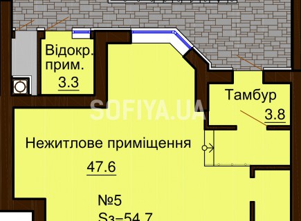 Нежилое помещение 54.7 м/кв - ЖК София