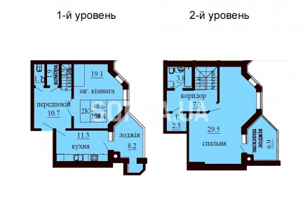 Двухуровневая квартира 108.4 м/кв - ЖК София