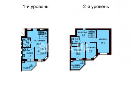 Двухуровневая квартира 103.5 м/кв - ЖК София