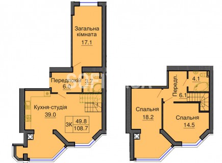 Двухуровневая квартира 108,7 м/кв - ЖК София