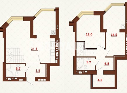 Двухуровневая квартира 75.7 м/кв - ЖК София