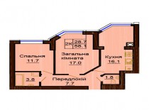 2-х комнатная квартира 58.1 м/кв - ЖК София