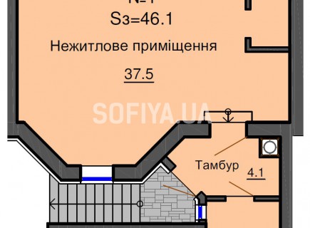 Нежилое помещение 46,1 м/кв - ЖК София