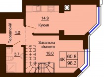 Двухуровневая квартира 96.3 м/кв - ЖК София