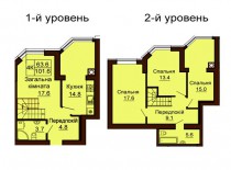 Двухуровневая квартира 101.6 м/кв - ЖК София