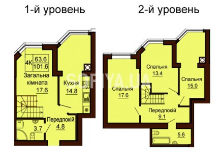 Двухуровневая квартира 101.6 м/кв - ЖК София