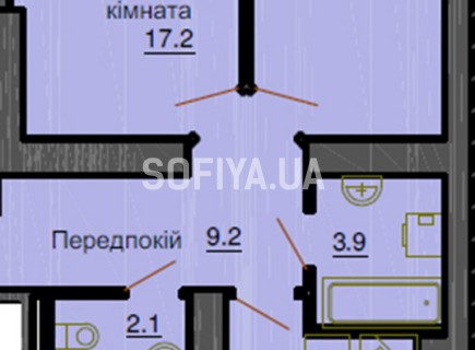 Двухкомнатная квартира 57.8 м/кв - ЖК София