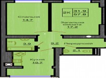 Двухкомнатная квартира 57.8 м/кв - ЖК София