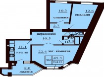 3-х комнатная квартира 84 м/кв - ЖК София