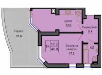 Однокомнатная квартира 40.8 м/кв - ЖК София