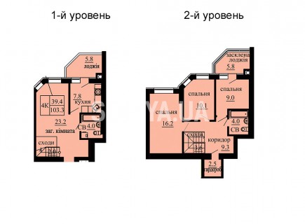 Двухуровневая квартира 103.3 м/кв - ЖК София