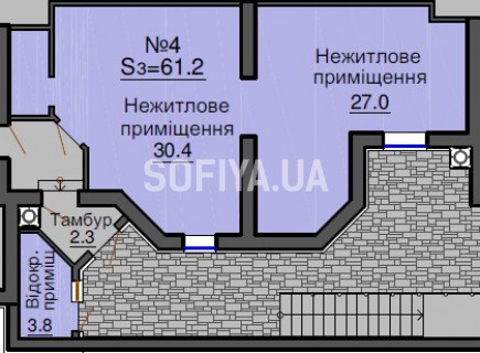 Нежилое помещение 61,2 м/кв - ЖК София