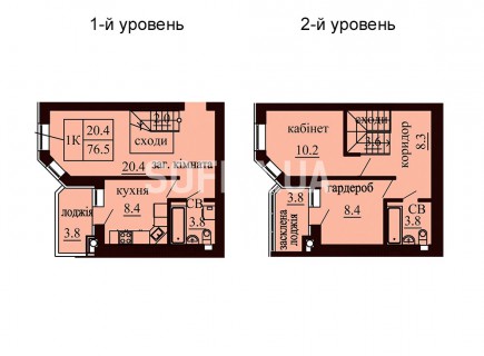 Двухуровневая квартира 76.5 м/кв - ЖК София