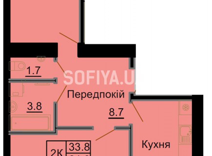 Двухкомнатная квартира 64,0 м/кв - ЖК София