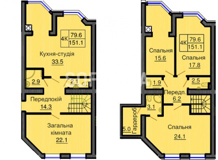 Двухуровневая квартира 151,1 м/кв - ЖК София