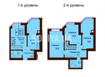 Двухуровневая квартира 94.2 м/кв - ЖК София