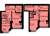 Двухуровневая квартира 70,3 м/кв - ЖК София