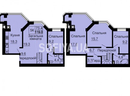 Двухуровневая квартира 119 м/кв - ЖК София