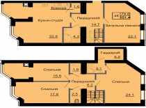 Двухуровневая квартира 151,4 м/кв - ЖК София