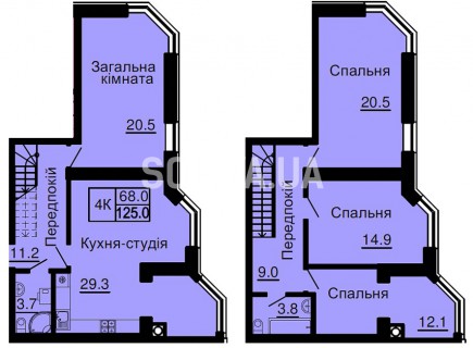 Двухуровневая квартира 125 м/кв - ЖК София