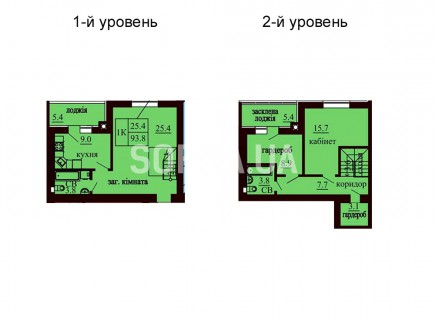 Двухуровневая квартира 93.8 м/кв - ЖК София