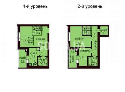 Двухуровневая квартира 89.6 м/кв - ЖК София