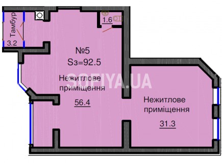 Нежилое помещение 92.5 м/кв - ЖК София