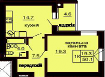 Однокомнатная квартира 50.1 м/кв - ЖК София