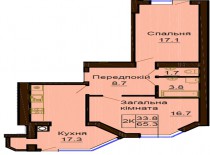 Двухкомнатная квартира 65.3 м/кв - ЖК София