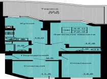 3-х комнатная квартира 72.2 м/кв - ЖК София