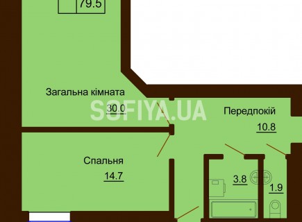 2-х-комнатная квартира 79.5 м/кв - ЖК София