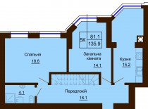 Двухуровневая квартира 135.9 м/кв - ЖК София