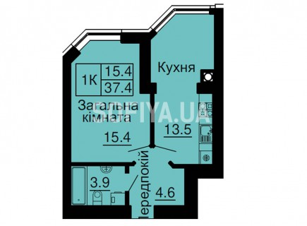 Однокомнатная квартира 37,4 м/кв - ЖК София