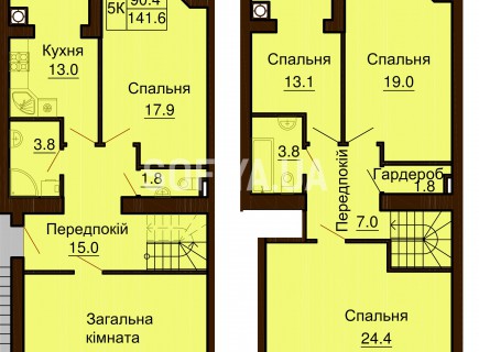 Двухуровневая квартира 141.6 м/кв - ЖК София