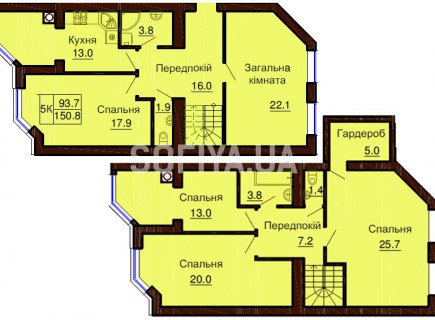Двухуровневая квартира 150.8 м/кв - ЖК София