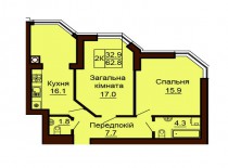 2-х комнатная квартира 62.8 м/кв - ЖК София