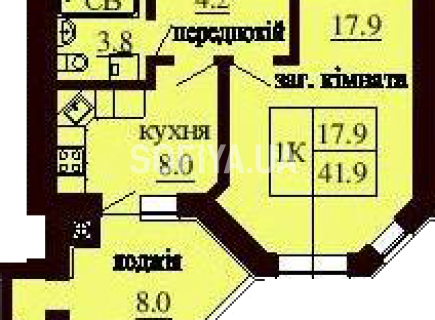 Однокомнатная квартира 41.9 м/кв - ЖК София