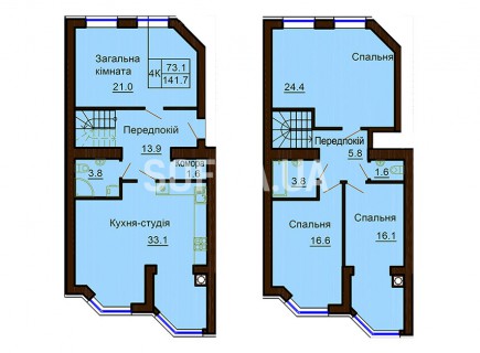 Двухуровневая квартира 141.7 м/кв - ЖК София