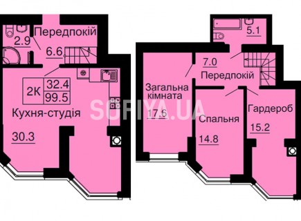 Двухуровневая квартира 99,5 м/кв - ЖК София