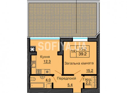 Однокомнатная квартира 39,2 м/кв - ЖК София