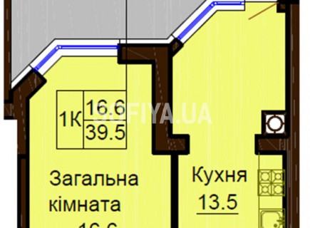 Однокомнатная квартира 39.5 м/кв - ЖК София