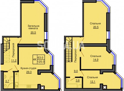 Двухуровневая квартира 125 м/кв - ЖК София