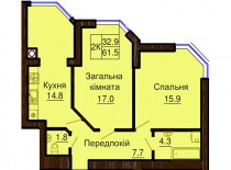 Двухкомнатная квартира 61,5 м/кв - ЖК София